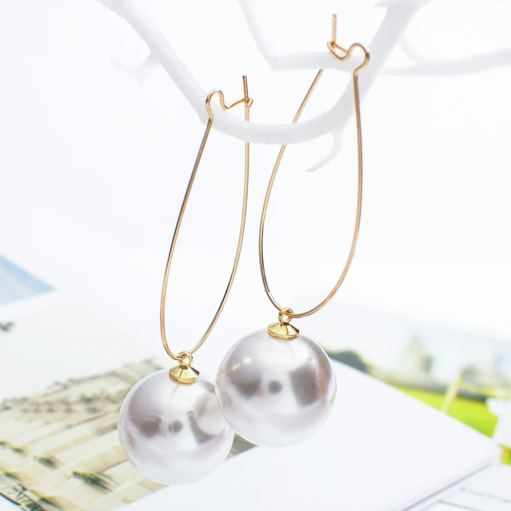 ZMZY Fashion Large Punk Big Simple Simulation Pearl Earrings for Women Jewelry Wholesale Ladies Mujer Pendientes Accessories | Украшения и