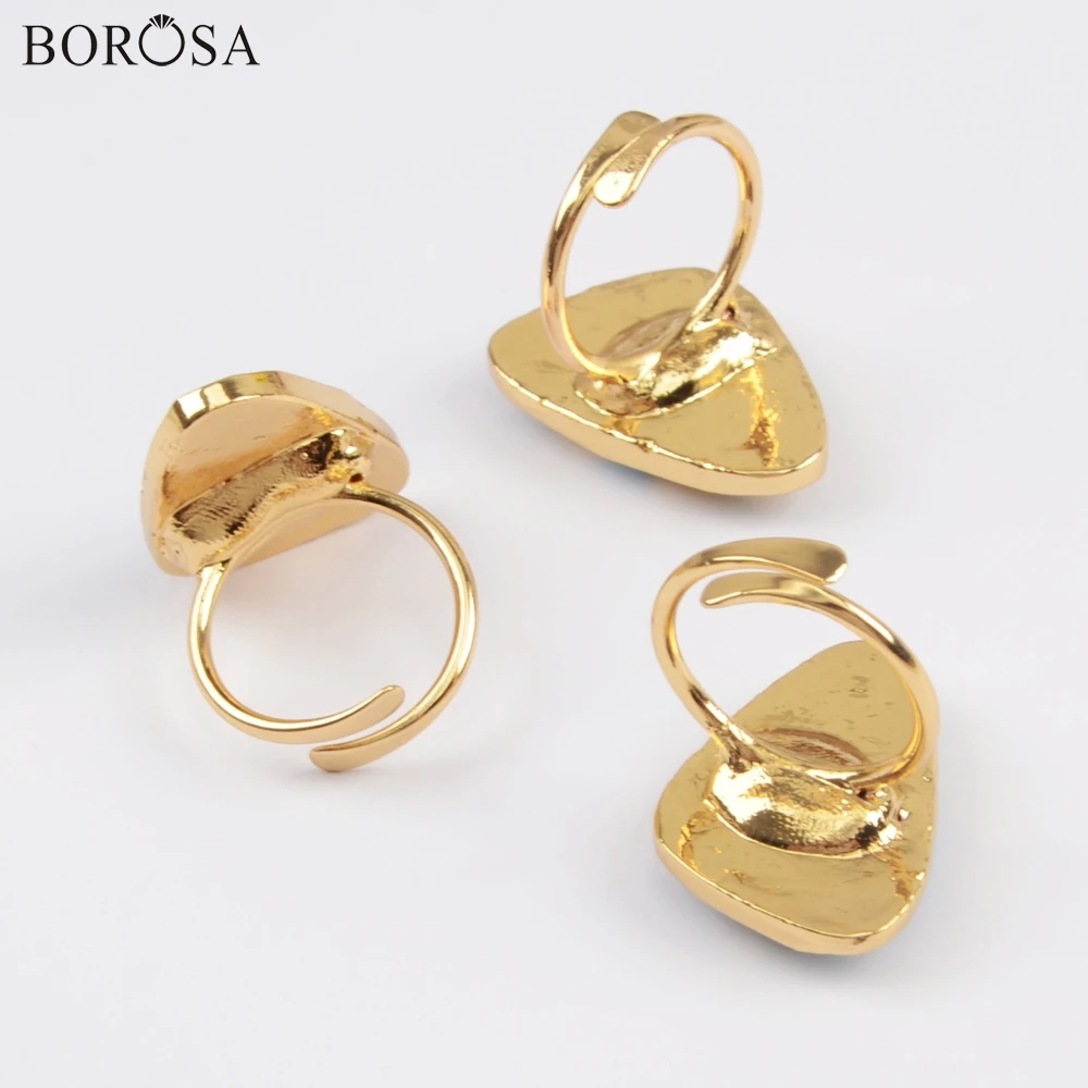 BOROSA 5/10 шт модные позолоченные медные бирюзовые кольца ювелирные изделия из