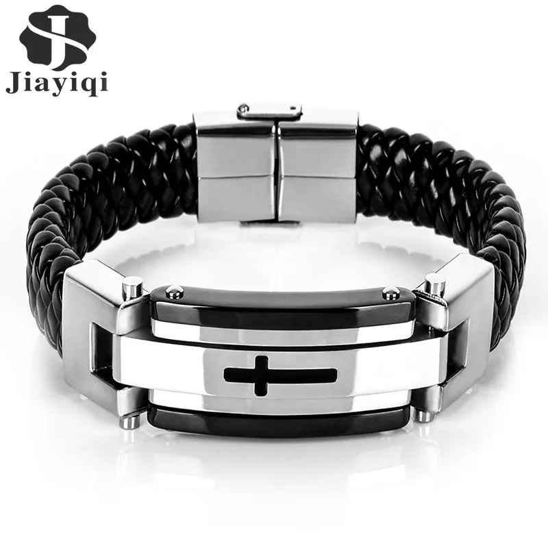 Jiayiqi мужское украшение в стиле панк из нержавеющей стали|bangles for men|leather braceletleather