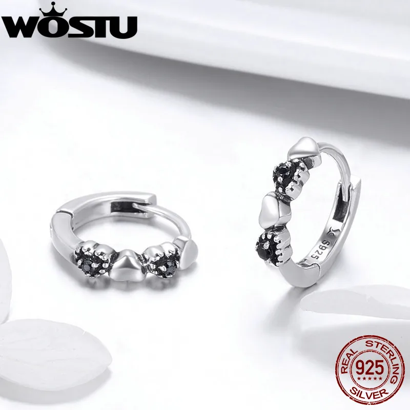 Женские серьги пусеты WOSTU из серебра 925 пробы с надписью love навсегда и черным