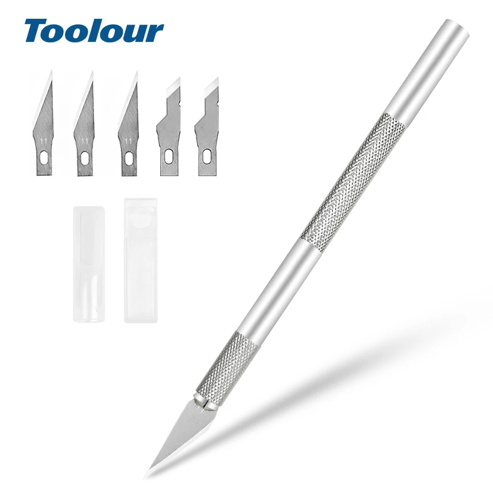 Toolour Precision Hobby Knife Set with 6 pcs Stainless Steel Blades For Art Wood Carving DIY Handicraft PCB Repair Hand Tool | Инструменты