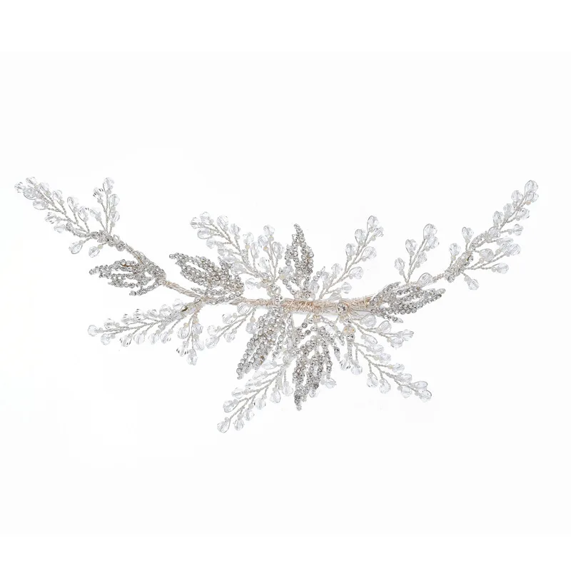 Luxury Bride Hair Accessories New Handmade Crystal Wedding Hair Jewelry Party Pom Bridal Starry Hair Comb Pearl Tiara - Окраска металла: silver