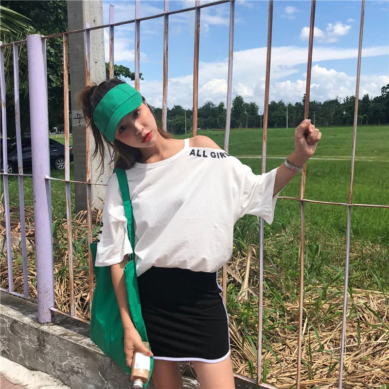 Для женщин футболки топы Японии Ulzzang Kawaii дамы ретро с буквенным принтом Футболка