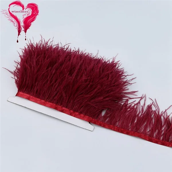 Burgundy 30 цветов, ширина 1 метр, 8-10 см, милые мягкие крашеные пуховые цветные натуральные страусиные перья, бахрома, отделка для шитья обуви - Цвет: Burgundy