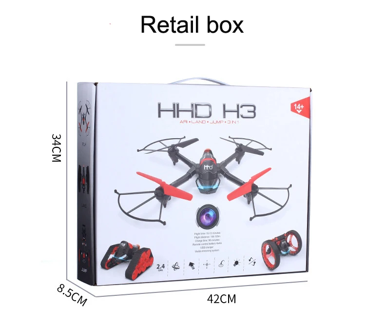 Радиоуправляемый Танк Bounce car H3 wifi FPV DIY 3 в 1 Безголовый деформационный воздушный Радиоуправляемый Дрон 2-мегапиксельная камера прыжки Танк автомобиль игрушки-Амфибии