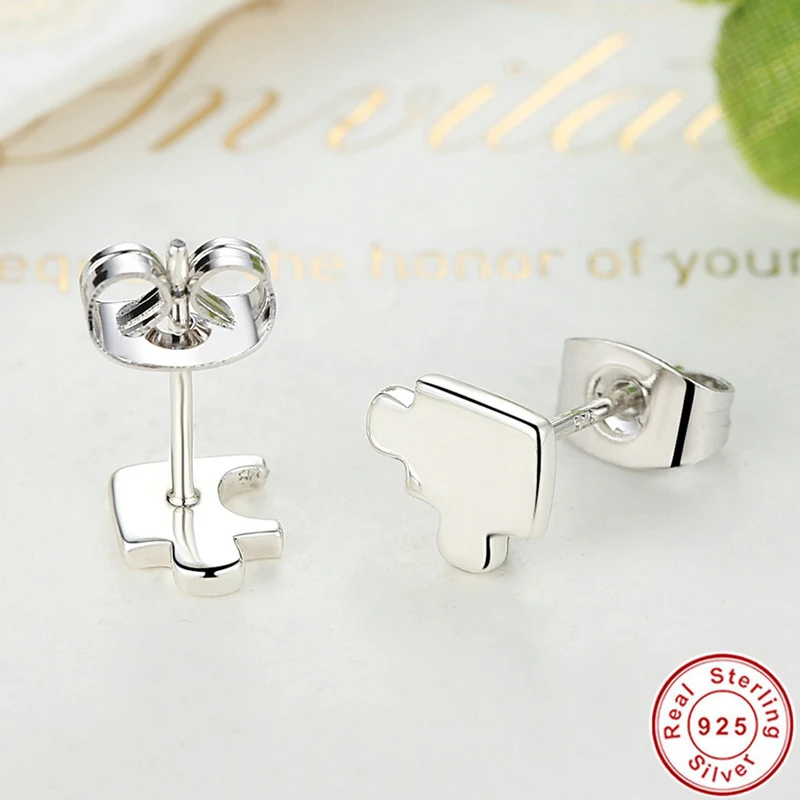 Новое поступление из натуральной 925 серебро игра головоломка серьги стержня ясно