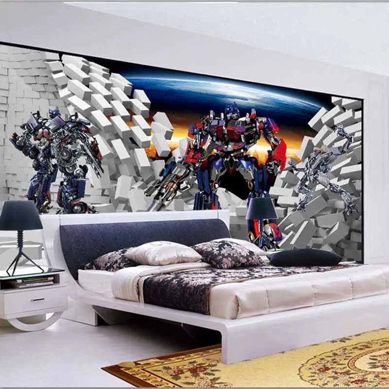 Модные Мультяшные современные обои робот команды дизайн настенная бумага для