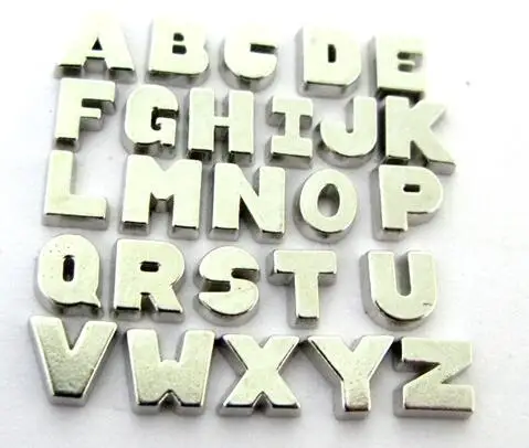 

130PCS/lot Solid Silver Color Alphabet Letter 26 A - Z Alloy Floating Locket Charms Fit For Glass Memory Locket DIY Jewelrys