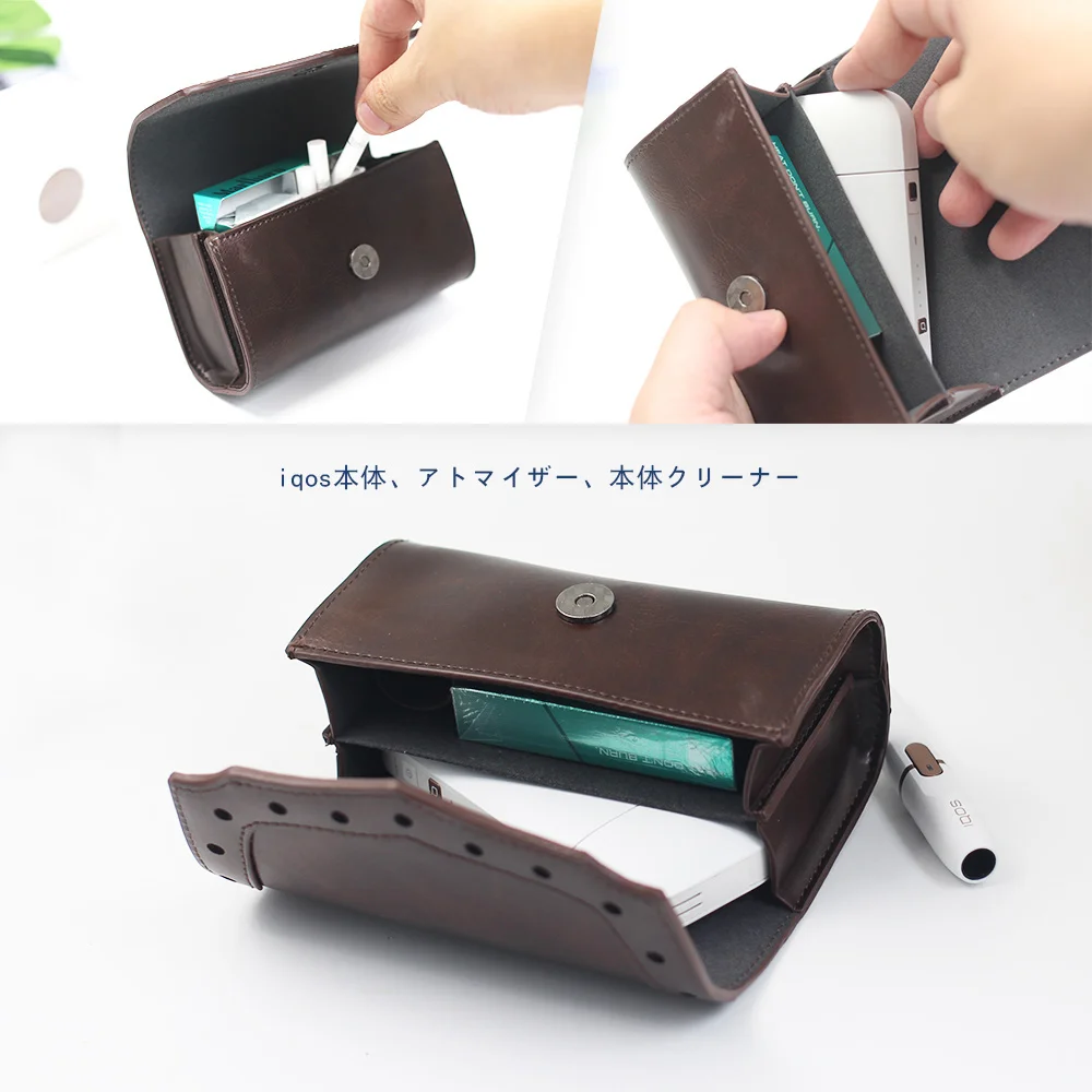 Новое поступление, Винтажный чехол из натуральной кожи для IQOS, чехол для электронной сигареты IQOS, чехол для телефона, кошелек, держатель, черный, коричневый