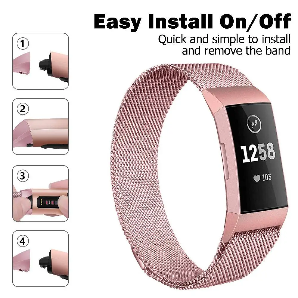 EastVita для Fitbit Charge 3 Замена ремешка Миланская лента из нержавеющей стали Магнит r60