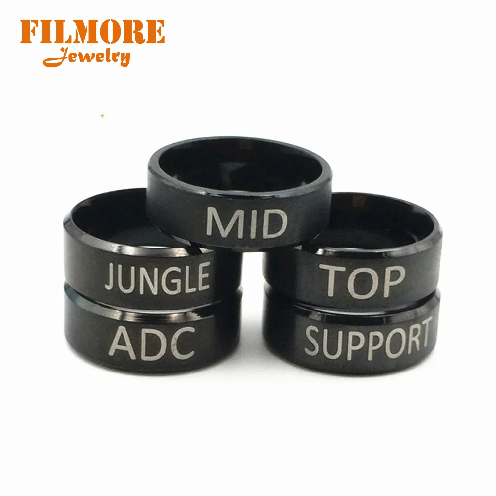 

Hot Game League of Legends Ring LOL Logo 5 Styles ADC TOP MID JUNGLE SUPPORT Titanium Stainless Steel Fashion Ring For Fans