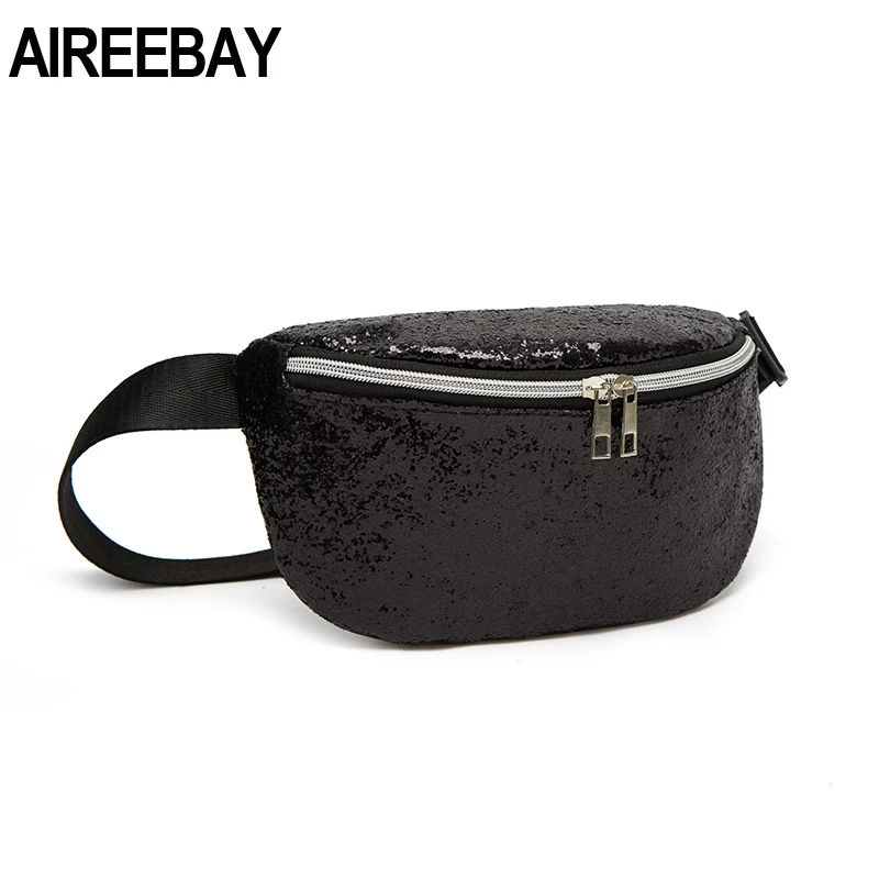 AIREEBAY поясные сумки с блестками Женские золотые поясная сумка на молнии для