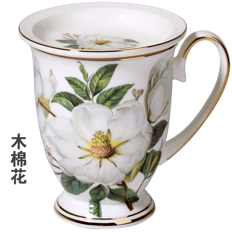 cup 7 With lid Деревенский стиль ручная роспись цветы костяной фарфор бытовой офис пиво молоко чай кофе чашка керамика творчество кружка Caneca Copo Lover - Цвет: cup 7 With lid