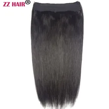 ZZHAIR 80 г-200 г 1"-26" машинное производство, remy hair Halo Hair, накладные человеческие волосы, комплект из одного предмета, не заколки, рыбья линия волос