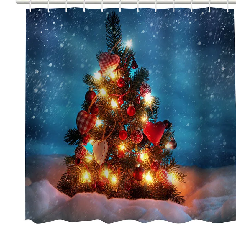 as show Рождественские украшения Xmas домашняя занавеска для душа Санта Клаус Снеговик дерево ясная печатная Шторка для ванной содержит - Цвет: as show