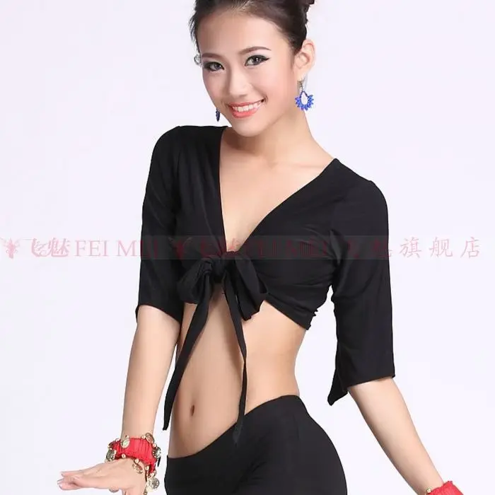 Новое поступление хрустальный хлопок танец живота топ момен половина рукава