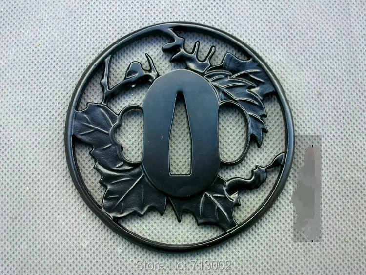 Редкий фитинг листья TSUBA из железа для японского самурайского меча аксессуар