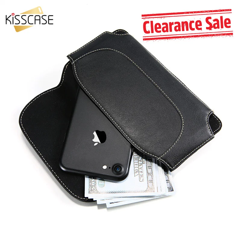 KISSCASE Мода кожаный чехол для iPhone 6 S 7 8 5 5S SE мобильного телефона поясные сумки X плюс