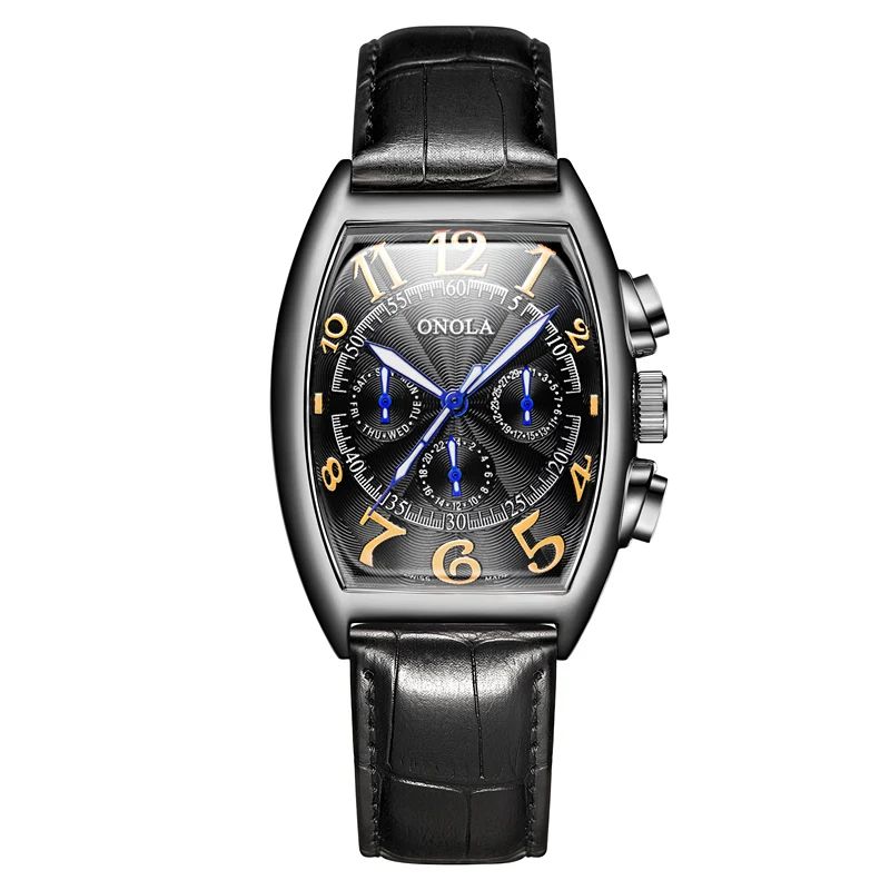 6810 black ONOLA, брендовые автоматические механические мужские часы,, модные, деловые, уникальные, очаровательные, кожаный ремень, высокое качество, Подарочные часы для мужчин с коробкой - Цвет: 6810 black