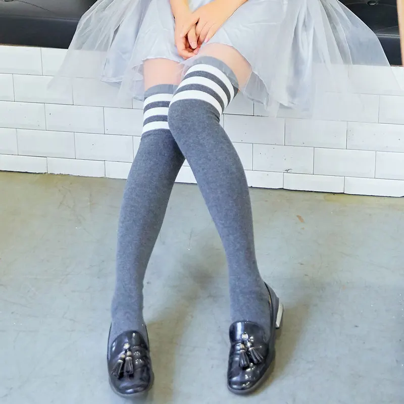 Хлопковые носки выше колена студенческие школьные длинные плотные до бедра