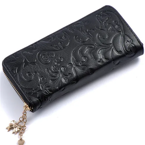 Coin Purse Black Новинка, Модный женский кошелек для монет, натуральная кожа, сумка, кошелек для женщин, фирменный дизайн, цветок, винтажный кошелек, на молнии, кошелек, сумка для женщин - Цвет: Coin Purse Black