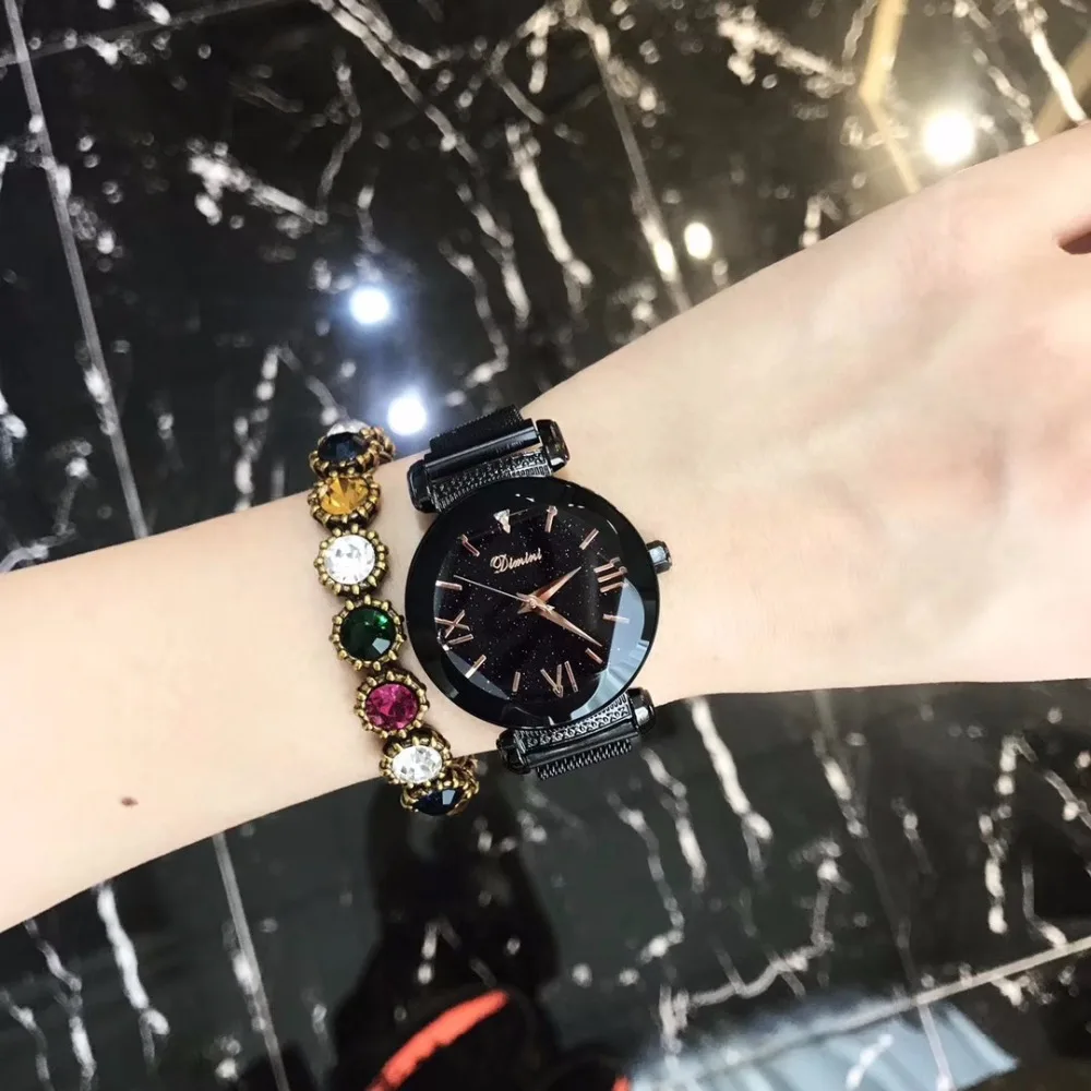 Женские наручные часы Montre Femme кварцевые с магнитным ремнем из нержавеющей стали