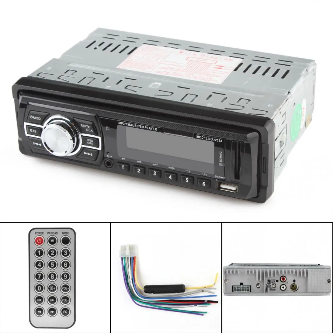 

In-Dash car bluetooth mp3 player 12V Car Audio Stereo FM transmiter Aux Input Receiver SD USB MP3 Radio Player + Remote Control