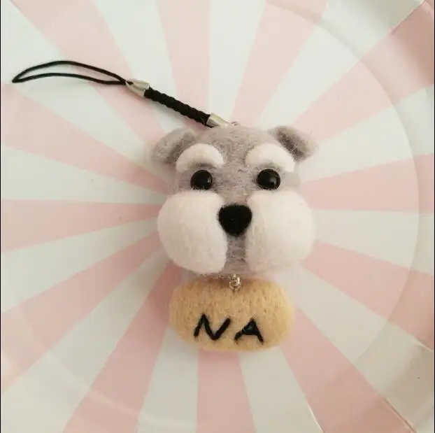 Dog Hanger Key Chain Small Animal Cell Phone Rope wool needlepoint kit felt needle felting decoration craft needlecraft DI | Дом и сад