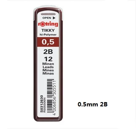 0.5mm 2B Rotring механический карандаш 0,35 мм/0,5 мм 0,7 мм/1,0 мм автоматические стержни для карандаша эскиз дизайн 4 шт./лот - Цвет: 0.5mm 2B