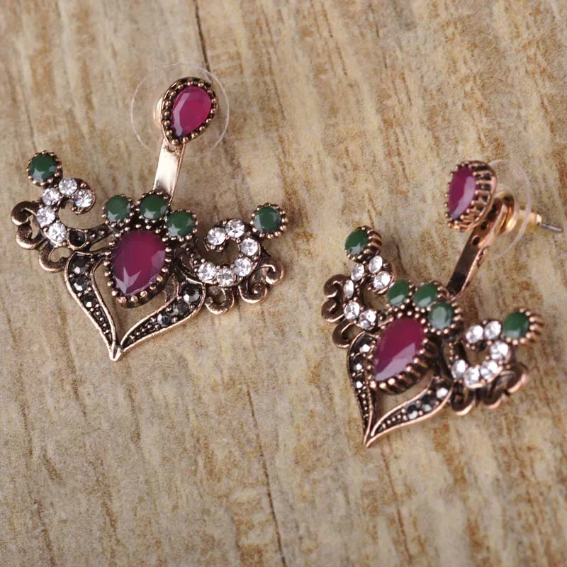 Женские серьги Blucome Винтажные золотого цвета с сердечком двусторонние