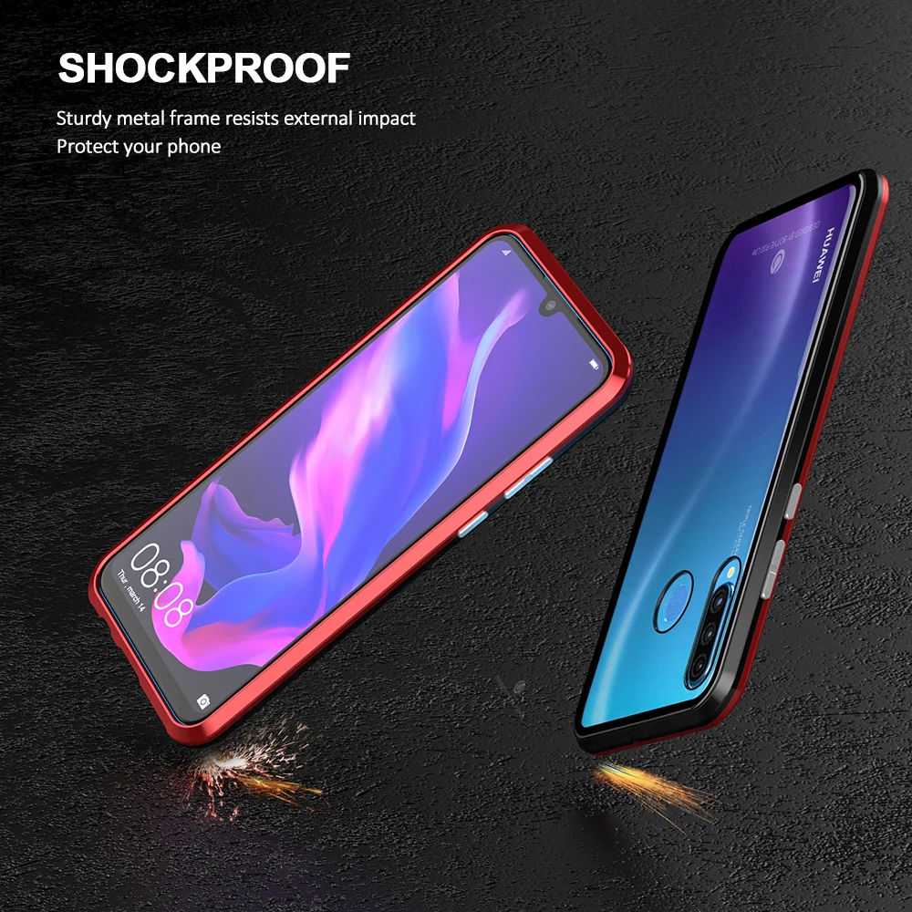 Роскошный магнитный металлический бампер чехол для huawei P30 Pro чехол 360 прозрачное стекло полный корпус чехол для телефона для huawei P30 P30 lite