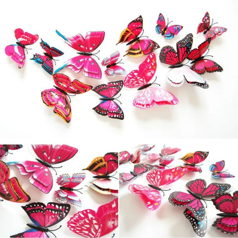 

12PCS Wall Stickers Living Room 3D DIY Butterfly Home Decor Simulation Colorful Butterfly Wall Stickers Super Value Decoration