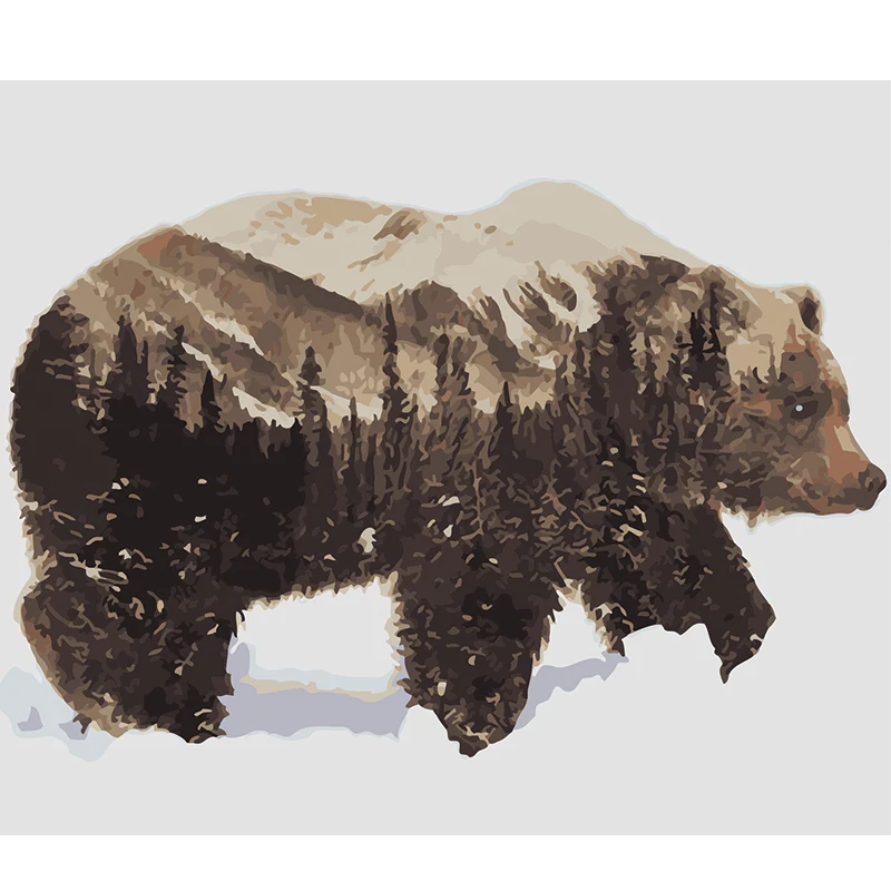 Снежный Черный Медведь DIY живопись по номерам без рамки наборы рисования Краска