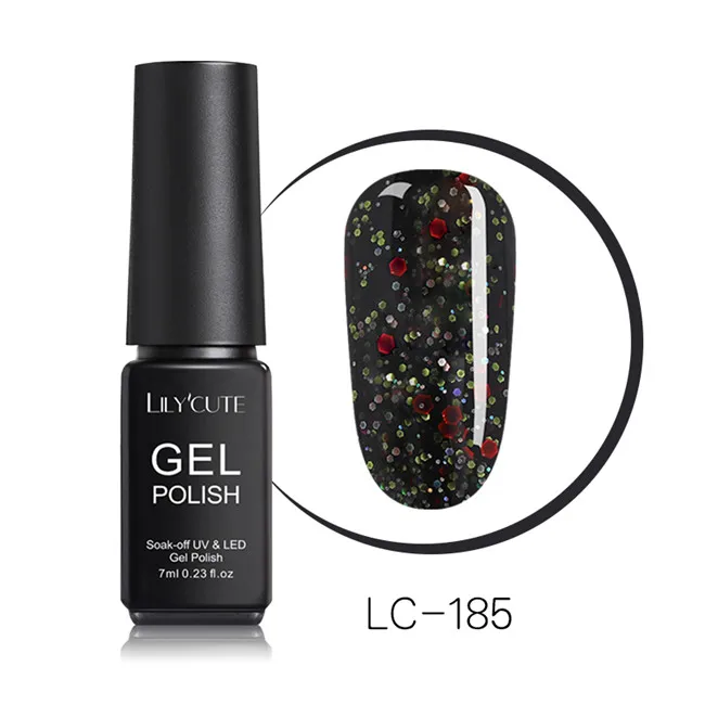LC-185 LILYCUTE 7ml Nude Glitter Gel Nail Polish Shimmer Pink Purple Soak Off UV LED Gel Polish Varnish Nail Art Lacquer - Цвет: LC-185
