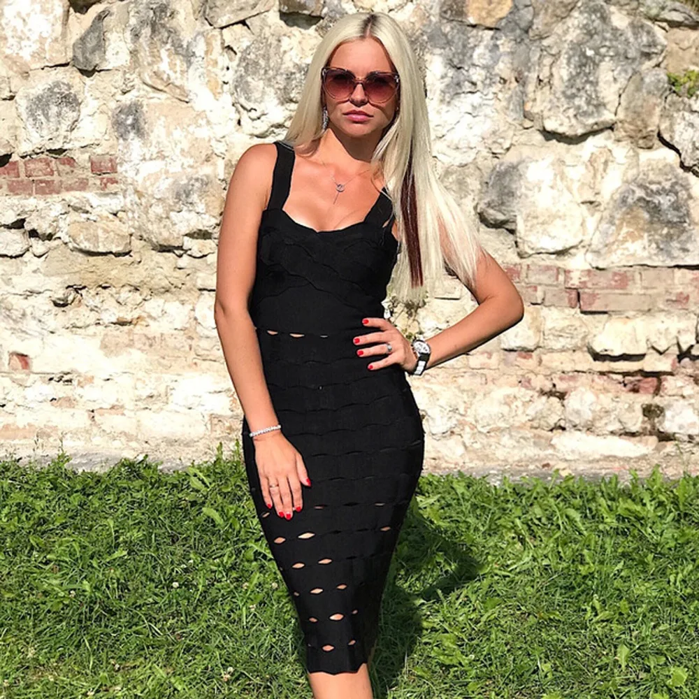 

New Women Summer Hollow Out Jacquard Sexy Hot Bandage Dresses V-neck Celebrity Patry Night Clubwears Patchwork Bodycon Vestidos