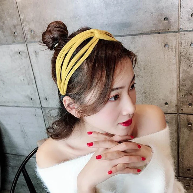 Модная широкая повязка для волос женщин и девочек аксессуары простые однотонные