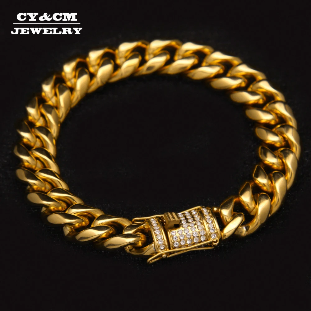 14 мм Iced Out Miami браслет с кубинской цепочкой для мужчин полная коробка стразов