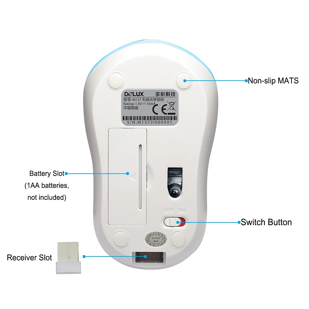 Вертикальная мышь Delux 2 4G Беспроводной Мышь usb приемник оптический офис Mause