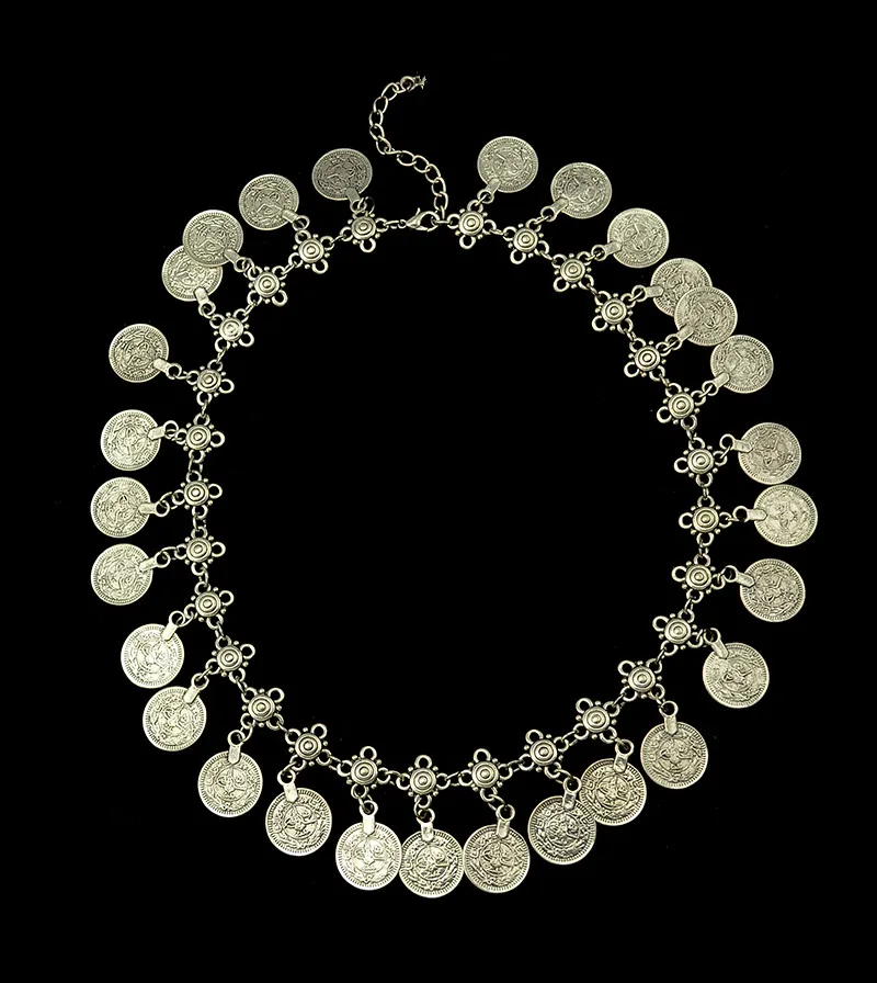 Bohemian Carved Flower Coin Necklace Adjustable Handmade Boho Gypsy Beachy Ethnic Tribal Festival Jewelry Turkish | Украшения и