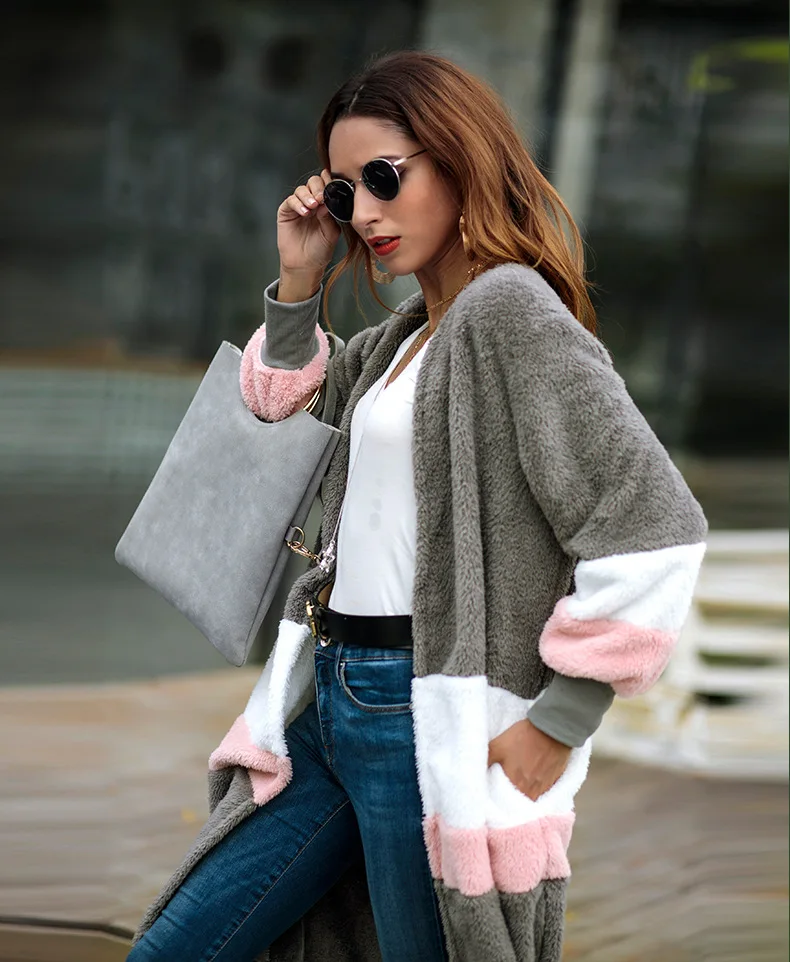 Autumn Winter Women's Warm Sweater Mid-length Cardigan Plush Jacket Women Loose Big yards joker Long Sweaters coat |