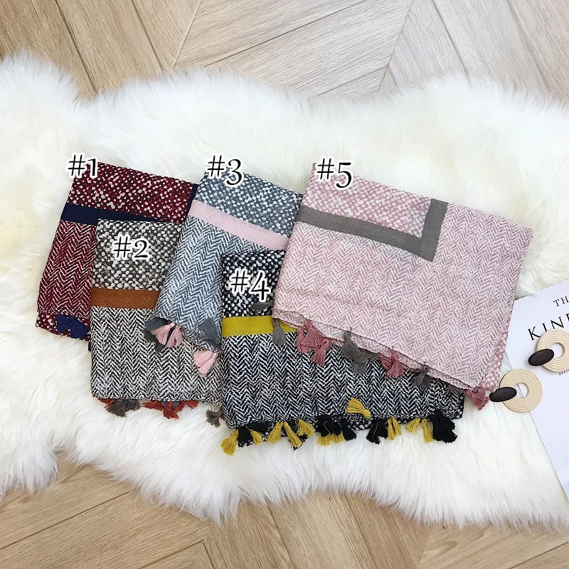 NEW vintage Ink painting hijab scarf tassel geometric fashion muslim hijabs soft women scarves and shawls islamic scarfs muffler |