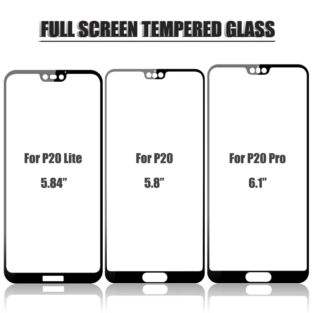 Закаленное Стекло для Huawei P20 Lite полный Экран обтянутый взрывозащищенные фильм