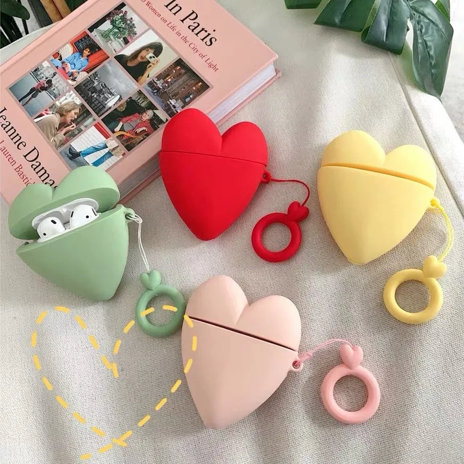 Чехол для наушников для AirPods, чехол, силиконовый, милый, любовь, аниме, защитный чехол для Apple Air pods 2, чехол для наушников, кольцевой ремешок