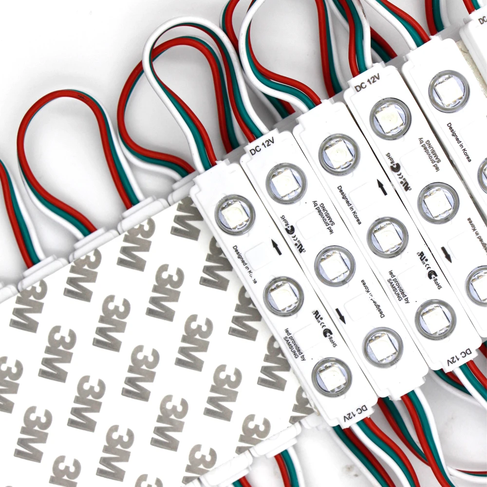 20 штук полный Цвет rgb ws2811 5050 3 светодио дный инъекций Модуль 12 В с объективом
