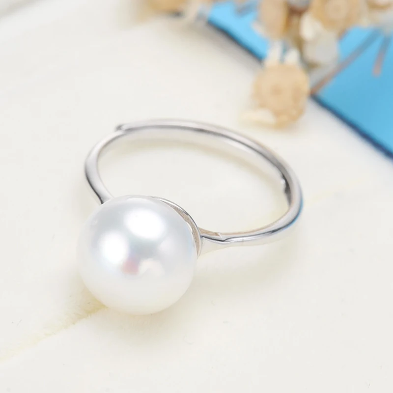S925 Sterling Silver Pearl Ring крепления простой Регулируемый женщина Oyster Ювелирные изделия
