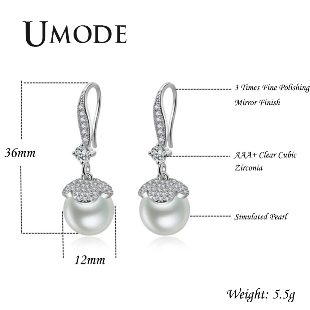 Женские серьги-подвески с фруктами UMODE модные серьги из белого золота жемчугом