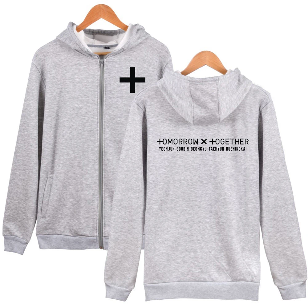 

TXT Tomorrow X Together Zipper Hoodies Women/Men Fashion Pritned Long Sleeve Hooded Sweatshirts 2019 Kpop Streetwear Clothes