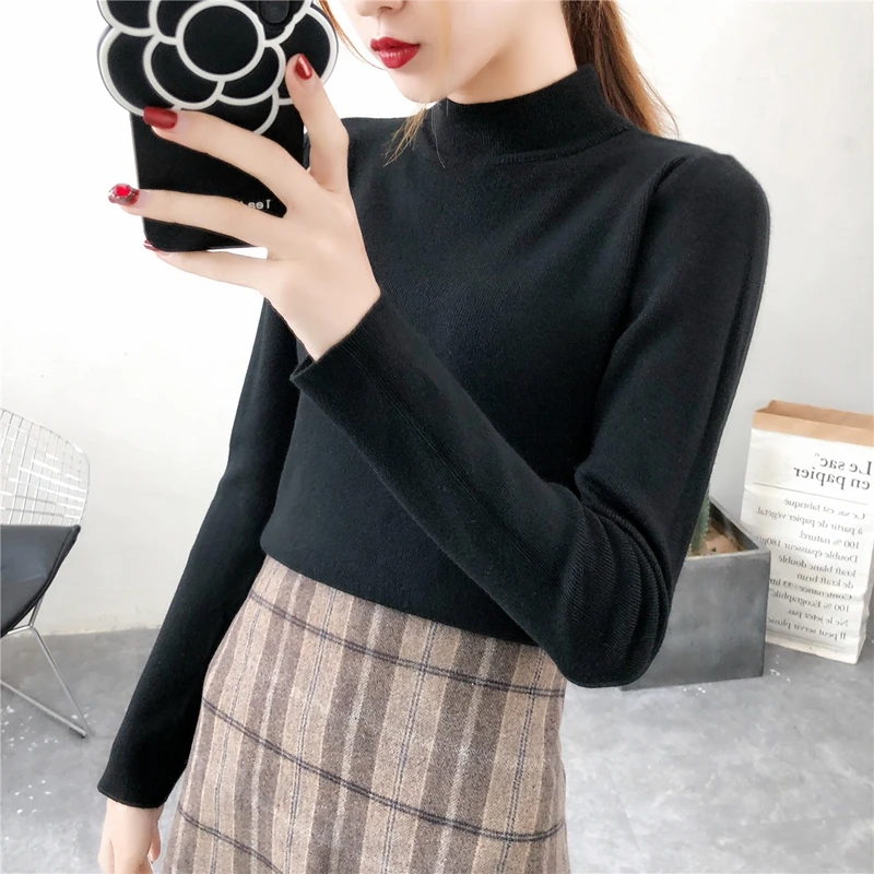 Для женщин рубашки водолазка супер мягкий! Половина кролика Core-пряжа кашемировый