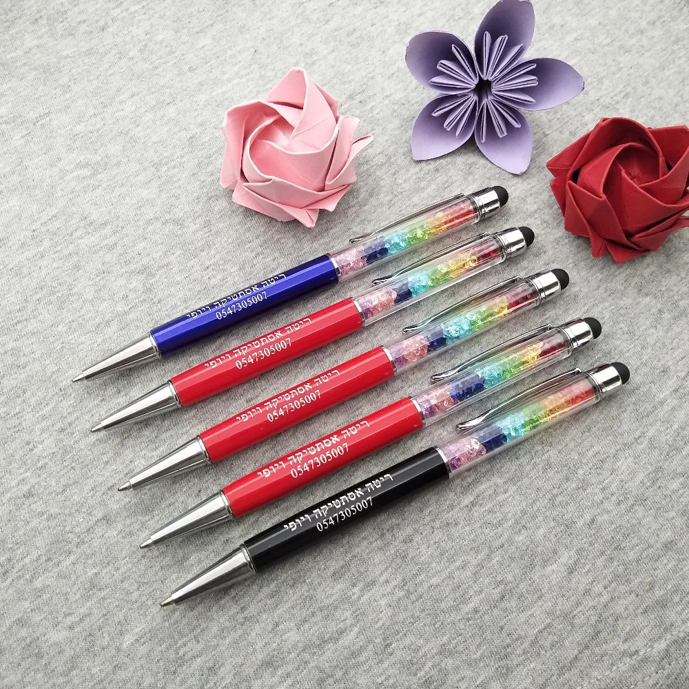 

Fahion wedding 1th Anniversary wedding souvenirs for guests rainbow stylus pens custom free with your design text on pen body