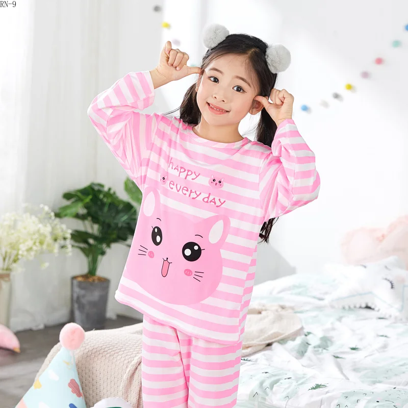 Новый детский Пижамный костюм для девочек с длинными рукавами весна-осень 2018